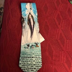 Godzilla Themed Tie with Blue and Black Design